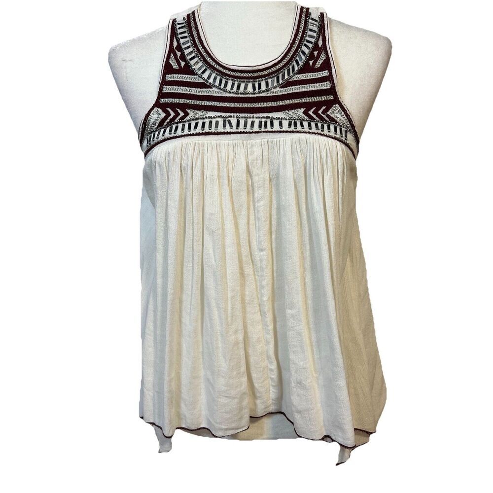 Y2K 90s Style Hollister Babydoll Tank Top Whimsigoth Grunge Aztec Gauzy S *flaw